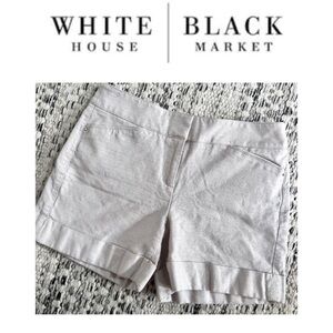 White House Black Market Women’s Cuffed Off‎ White Textured Shorts Size 2